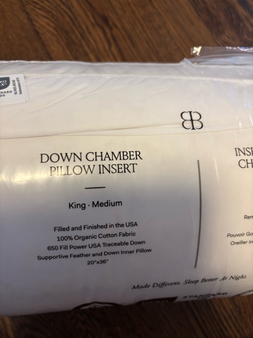 Boll & Branch Down Chamber Pillow Insert King Medium 20x36 NWT Organic Cotton - Picture 8 of 11